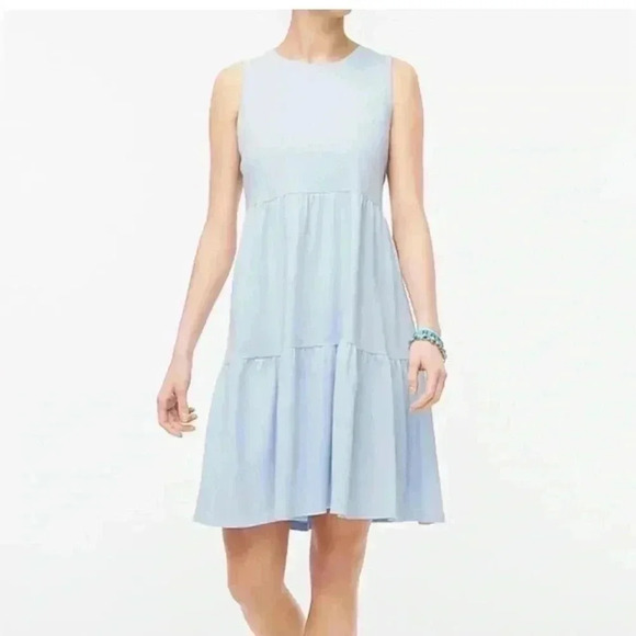 J. Crew Women's Tiered Soft Knit Dress Arctic Blue Size M - Picture 1 of 8